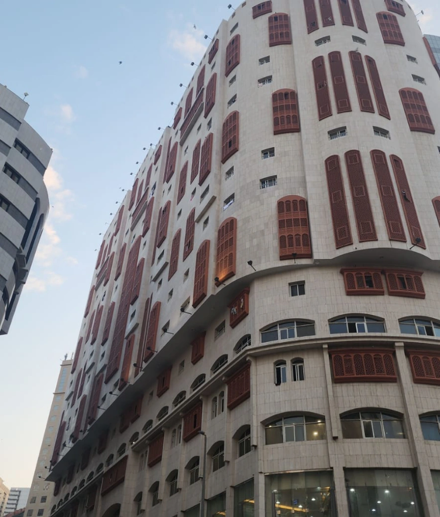 A tall historic building seen from below