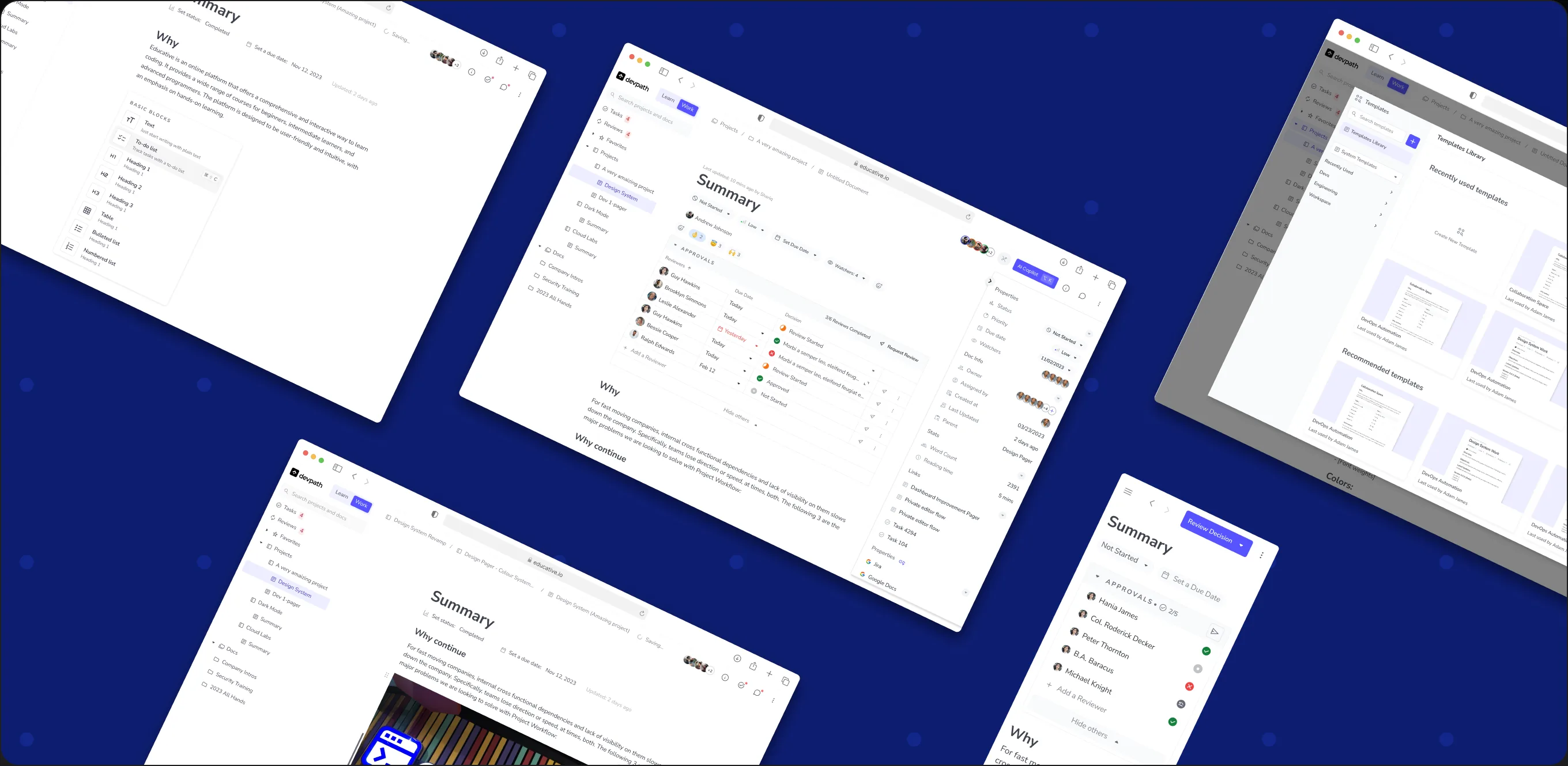 The redesigned Educative editor: a project workspace with tasks, docs and a review panel
