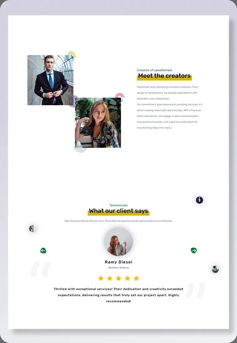 Stock market testimonials