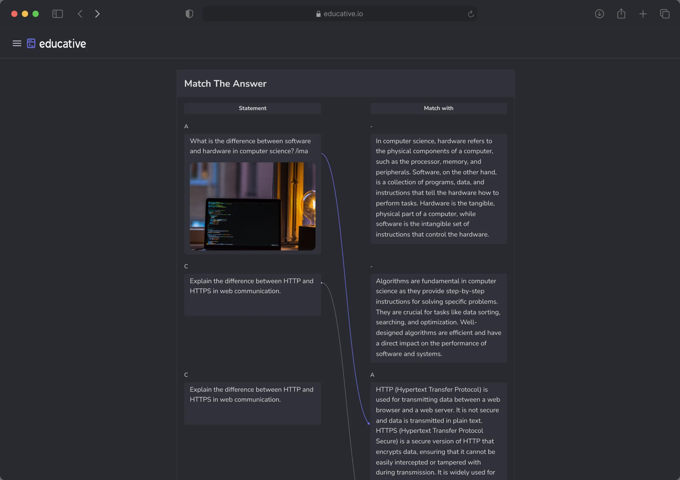 Learner view in dark mode