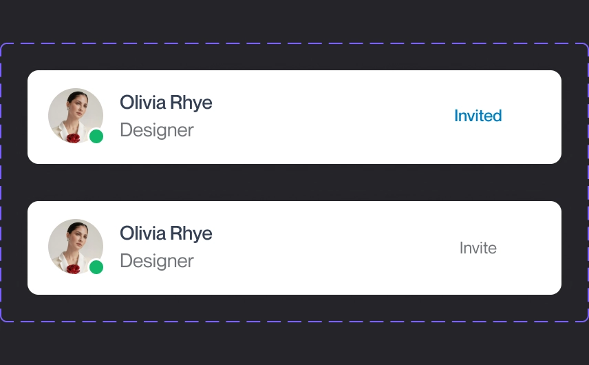 Colleague invite list: invited and invite states