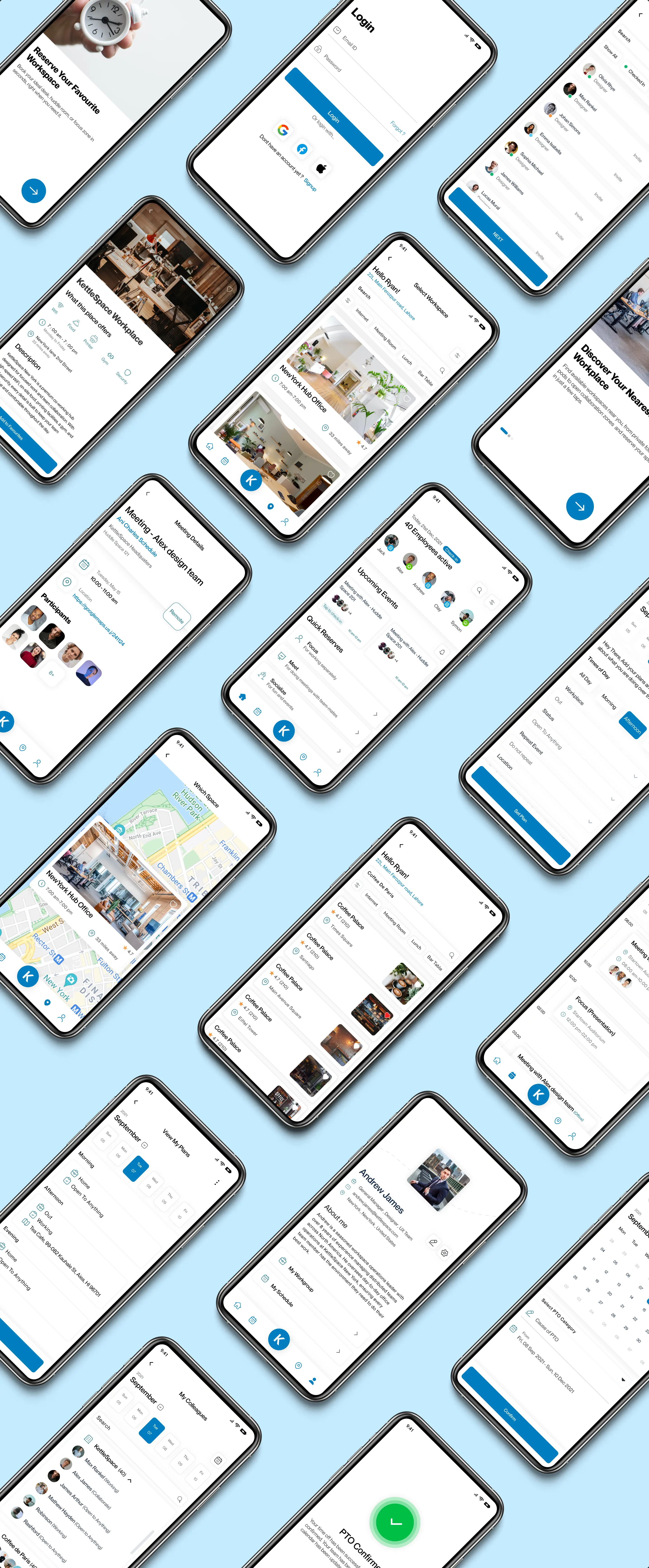 Final screens: a collage of KettleSpace app screens on phones