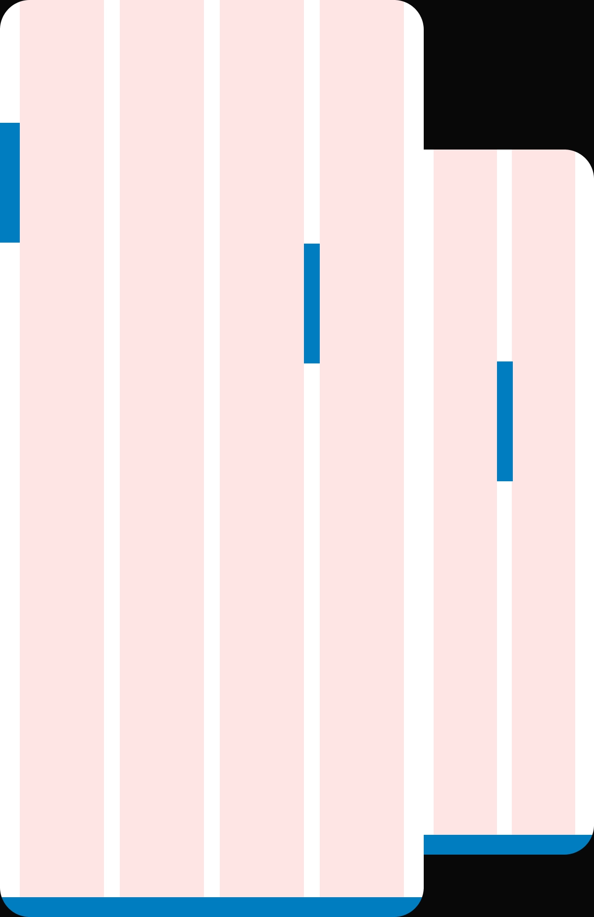 Two phone frames showing the column grid: 20px margins and 16px gutters