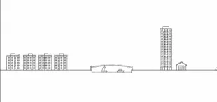 Footer drawing, first attempt: a CAD diagram